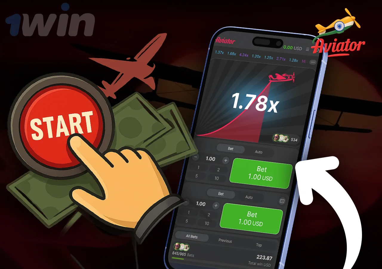 Aviator game page at online casino